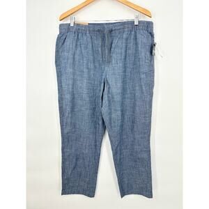 L.L. Bean Favorite Fit Pull‎ On Chambray Blue Ankle Pants Womens Size 18 Casual
